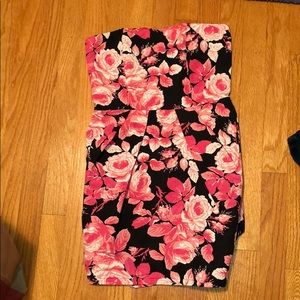 Pink Floral Strapless Bodycon Dress(small)
